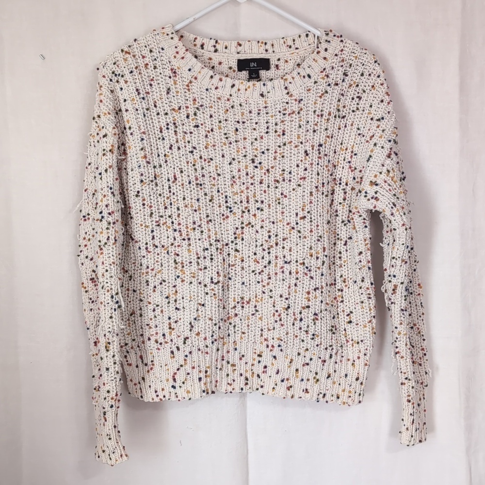 IN San Francisco Creme Confetti Crewneck Sweater Size Small